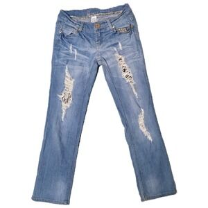 LP Jeans Women's Distressed Embellished Denim Jeans Light Wash Size 1‎ (V)